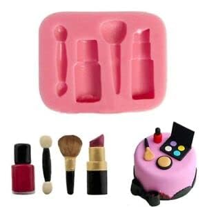 Cute 3D Makeup Tools Shape Silicone Molds for DIY Keychain Pendant Lipstick Nail Polish Makeup Brushes Shape Polymer Clay Mold Epoxy Resin Crafting Mould DIY Cake Decoration Chocolate Candy Mold  - Image 3