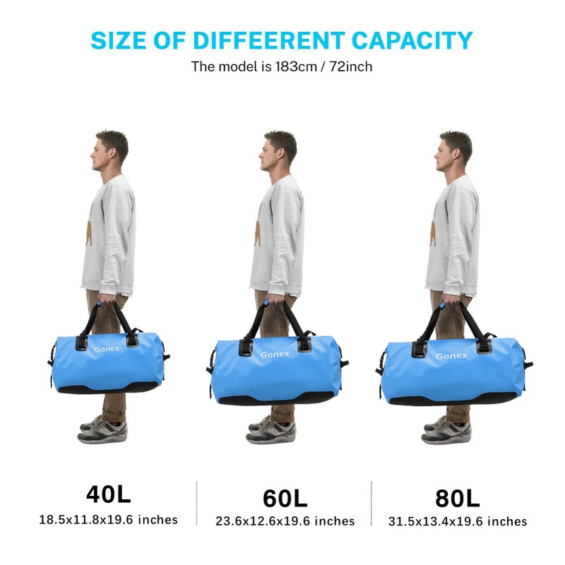 Gonex 80L Extra Large Waterproof Duffle Travel Dry Duffel Bag Heavy Duty Bag with Durable Straps & Handles for Kayaking Paddleboarding Boating Rafting Fishing Gray - Image 5