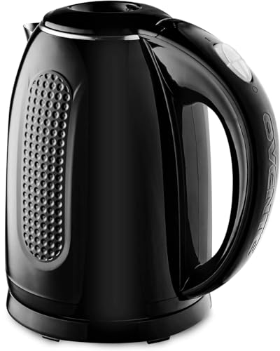 OVENTE 1.7L Double Wall Electric Tea Kettle, 1100W Water Boiler and Heater with Cool-Touch Exterior, Stainless Steel Insulated Interior, Auto Shut-Off, Boil-Dry Protection & Locking Lid, Black KD64B - Image 1