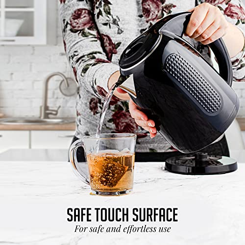 OVENTE 1.7L Double Wall Electric Tea Kettle, 1100W Water Boiler and Heater with Cool-Touch Exterior, Stainless Steel Insulated Interior, Auto Shut-Off, Boil-Dry Protection & Locking Lid, Black KD64B - Image 5