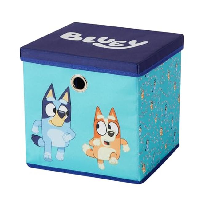Idea Nuova Bluey Collapsible Fabric Storage Cube,10 Organizer Bin with Lid for Bedroom, Playroom, and Closet - Image 1