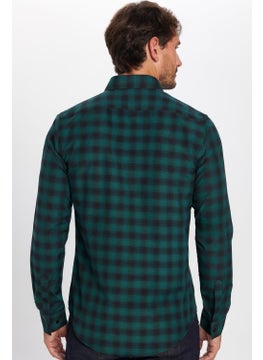 Tudors Slim Fit Checked Cotton Easy-Iron Green Men's Shirt  - Image 5