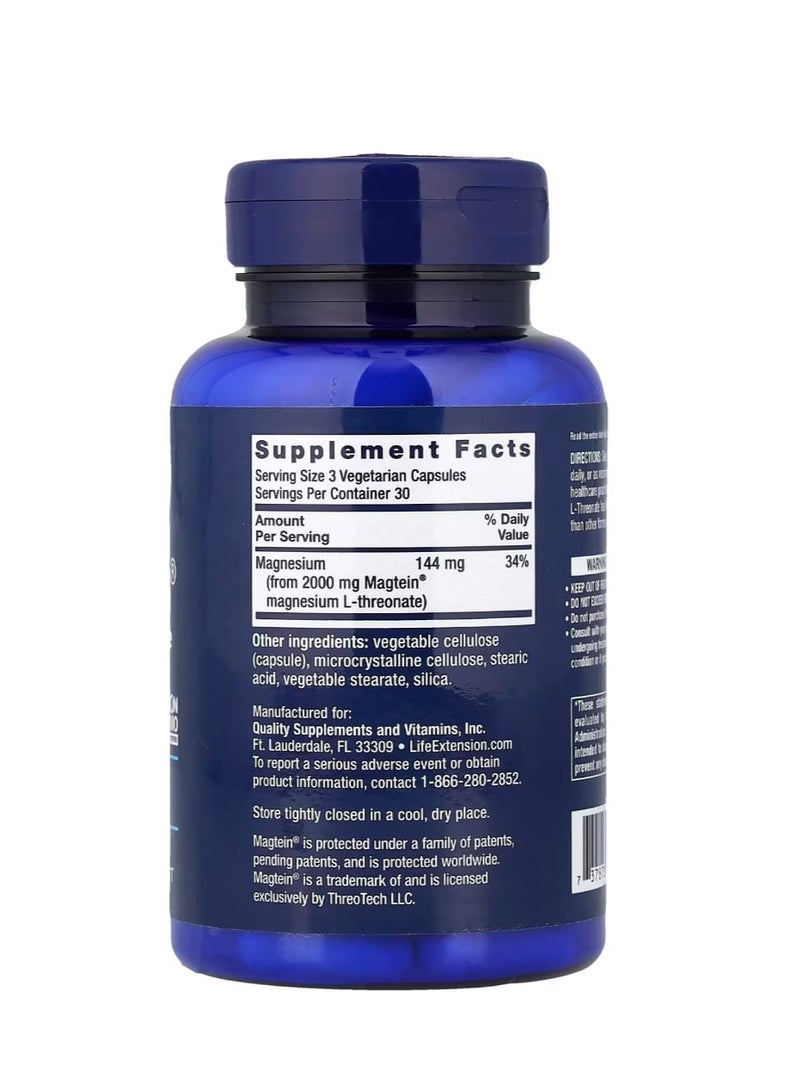 Life Extension Neuro-Mag Magnesium L-Threonate 90 Vegetarian Capsules (48 mg per Capsule) - Image 2