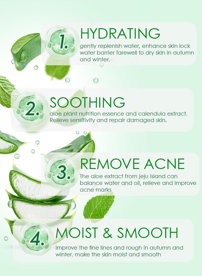 Kanza 3 قطع من جل الألوة فيرا الطبيعي (300 جرام × 3) لمرطب الوجه والجسم المنعش، جل مرطب للوجه، التحكم في الزيت، تنظيف عميق، ترطيب لون البشرة، تقليص المسام، مستخلصات جل الألوة فيرا الطبيعية النقية، كريم جل للوجه مدعوم. - Image 3