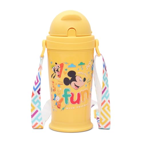 Jaypee Zippy Inner Stainless Steel 275 ml Yellow Disney Character Printed PU Insulated Water Bottle for Kids|Rustproof & Leakproof Bottle|Ideal for School & Travel - Image 1