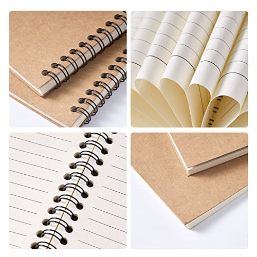 Ddaowanx 48 Pack A5 Spiral Notebook College Ruled Spiral Notebook Bulk Inches Hardcover Kraft Notebooks Lined Travel Writing Notebooks Journal Notepad for Office School Supplies, 100 Pages, 8.3 x 5.5 Inches - Image 3