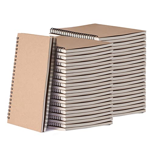 Ddaowanx 48 Pack A5 Spiral Notebook College Ruled Spiral Notebook Bulk Inches Hardcover Kraft Notebooks Lined Travel Writing Notebooks Journal Notepad for Office School Supplies, 100 Pages, 8.3 x 5.5 Inches - Image 1