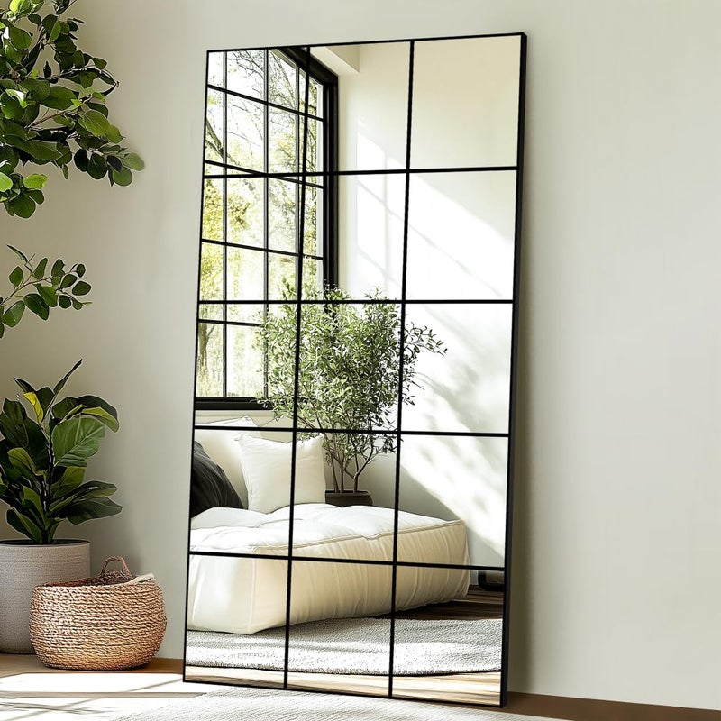 Large Full Length Floor Mirror for Bedroom Living Room Hallway  28X55 Window Pane Mirror Decorative Wall Art