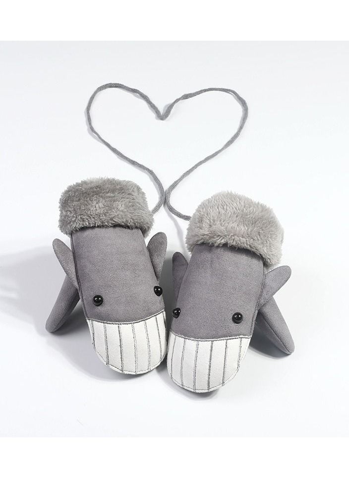 Golovejoy Children's outdoor Windproof Plush Warm And Temperature Locking Cute Cartoon Fluff Gloves In Winter 
