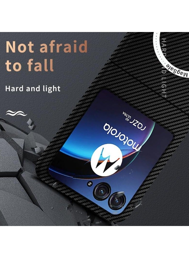 general Moto Razr 40 Ultra Wireless Charging Magnetic Case Imitation Carbon Fiber Texture Shockproof Hard PC Back Cover - Image 3