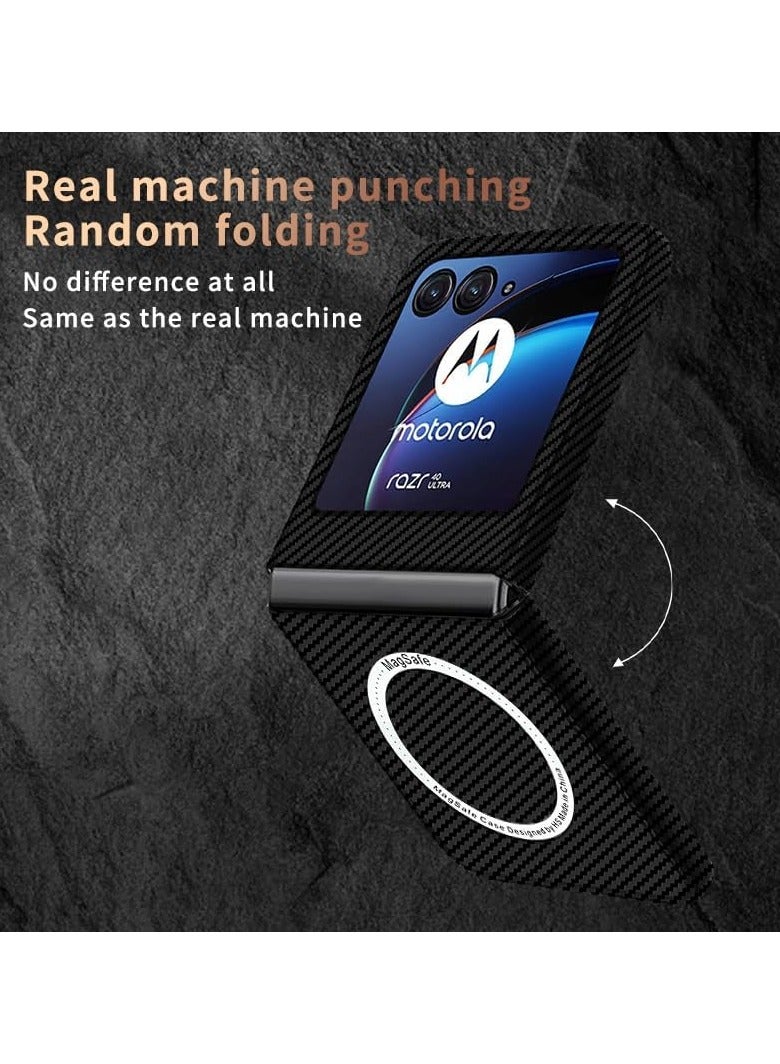general Moto Razr 40 Ultra Wireless Charging Magnetic Case Imitation Carbon Fiber Texture Shockproof Hard PC Back Cover - Image 4