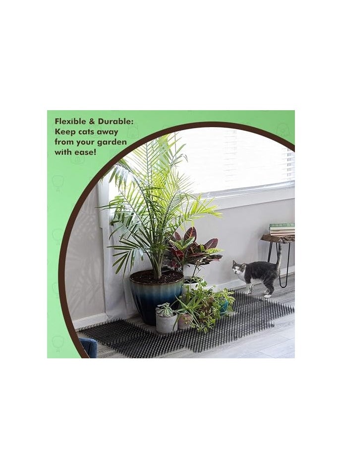 Generic - Cat Repellent Outdoor, Cat Scat Mat (Set of 10) 16 X 13 Inch Square, Cat Deterrent Mat with 1 inch Plastic Spikes, Cat Spike Mat, Cat Scratch Deterrent 13ft Coverage, Cat Deterrent Indoor & Outdoor - Image 1