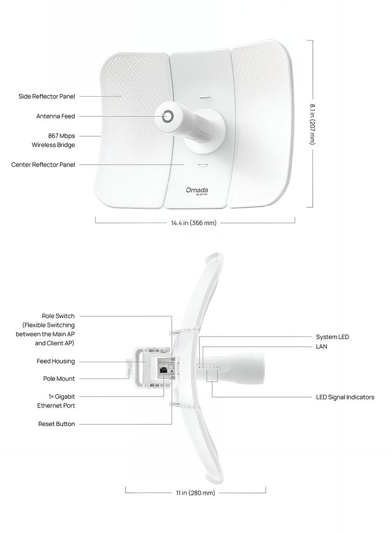 تي بي لينك جسر أومادا بيم 5 UR KIT 5GHz 867Mbps داخلي/خارجي لاسلكي ذو مدى فائق - Image 5