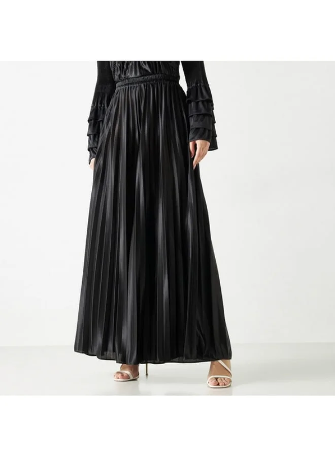 2Xtremz 2Xtremz Pleated Mid-Rise Wide Leg Trousers with Elasticated Waistband