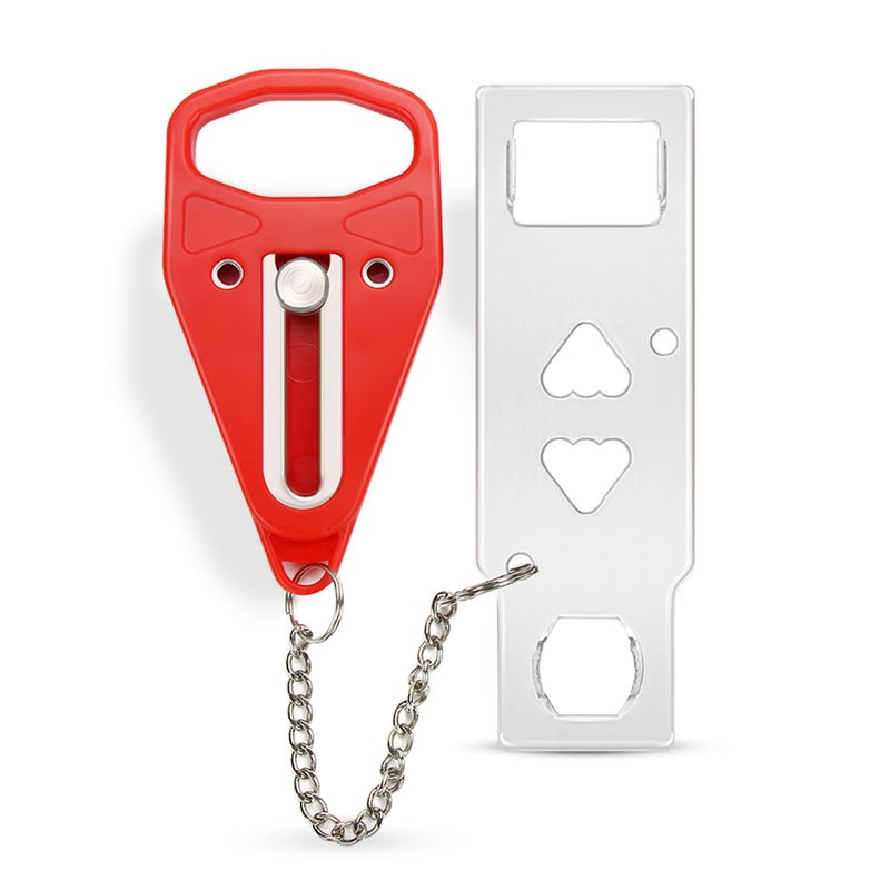 Rerishom Portable Door Lock Extra Lock for Additional Privacy and Safety in Home Hotel Apartment AirBNB Red