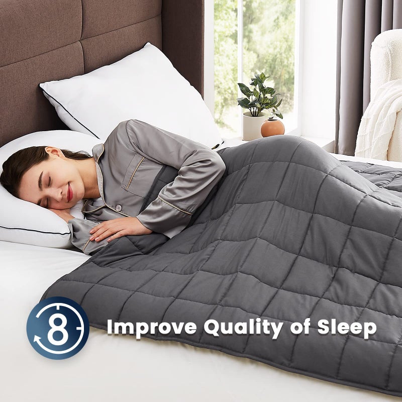 CuteKing Weighted Blanket for Kids (7lbs  40""x 60""  Twin Size  Grey) Heavy Blanket for 60-80lbs  Weighted Blanket for Cooling & Heating with Premium Glass Beads  Thick Blanket for Toddler All-Season - Image 3