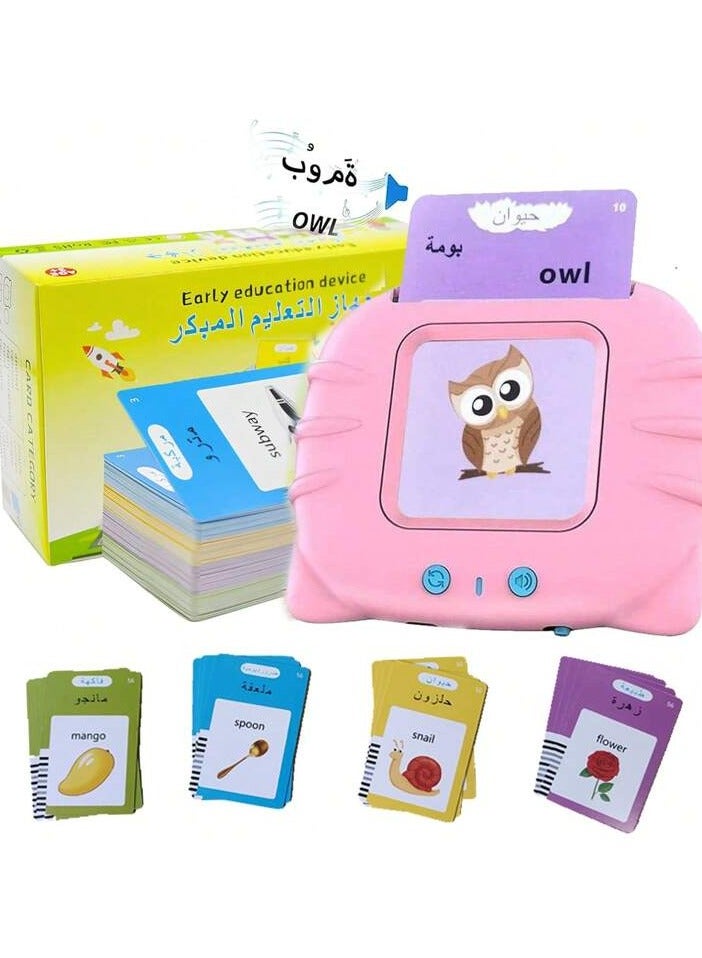 Talking Flash Cards Learning Toy for Toddlers – Educational Audible Flashcards with 224 Words in Arabic & English, Interactive Speech Therapy & Sight Words Learning for Kids - Pink-Blue - Image 2