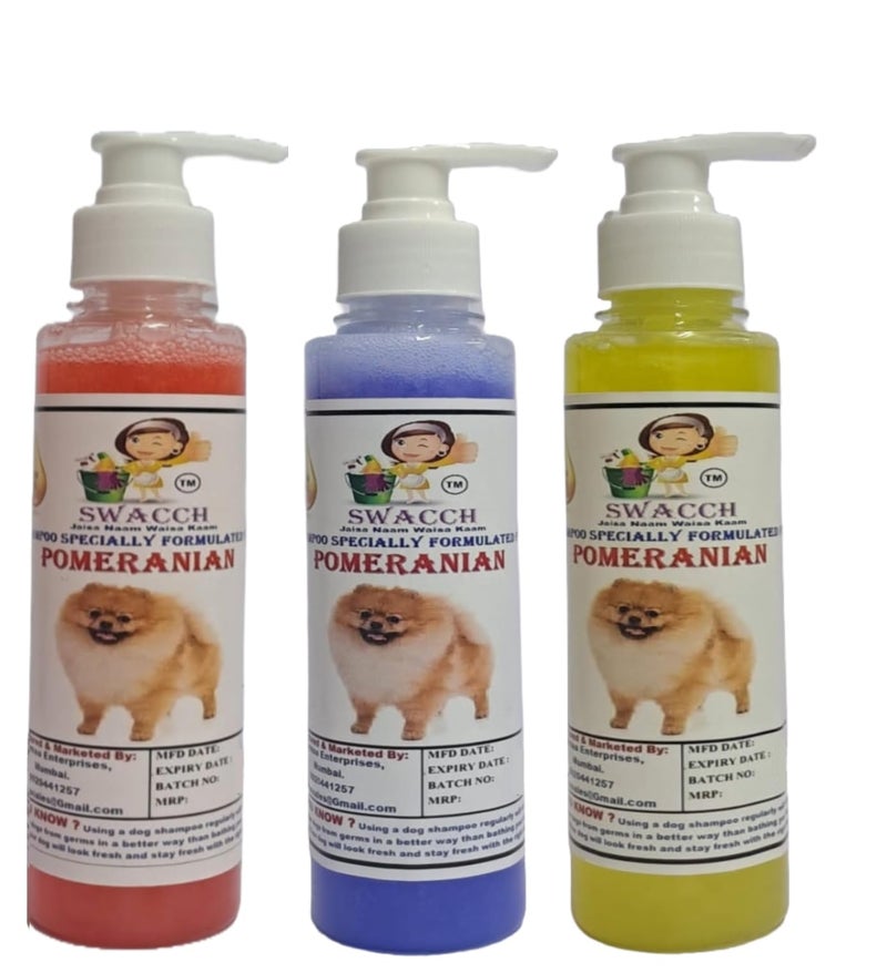 SWACCH Premium Shampoo for Pomeranian (200ML) (Combo Pack of 3) Strawberry, Lemon & Lavender - Image 1