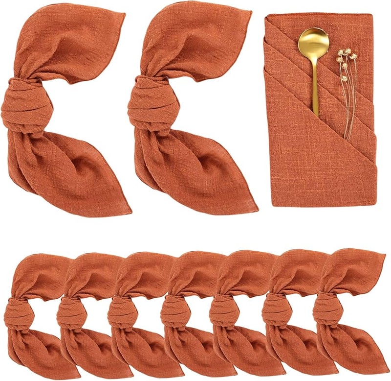 Burnt Orange Cotton Napkins 10Pcs 16 5x16 5 Inch Washable Reusable Dinner Table Cloth - Image 2