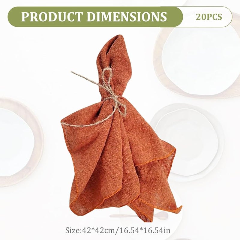 Burnt Orange Cotton Napkins 10Pcs 16 5x16 5 Inch Washable Reusable Dinner Table Cloth - Image 4