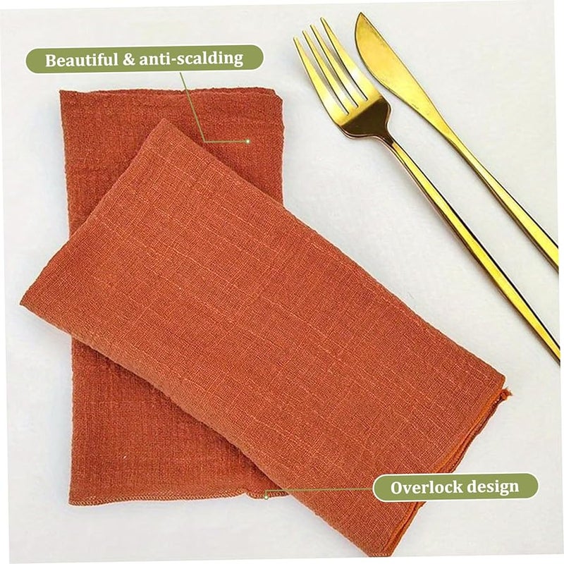Burnt Orange Cotton Napkins 10Pcs 16 5x16 5 Inch Washable Reusable Dinner Table Cloth - Image 5