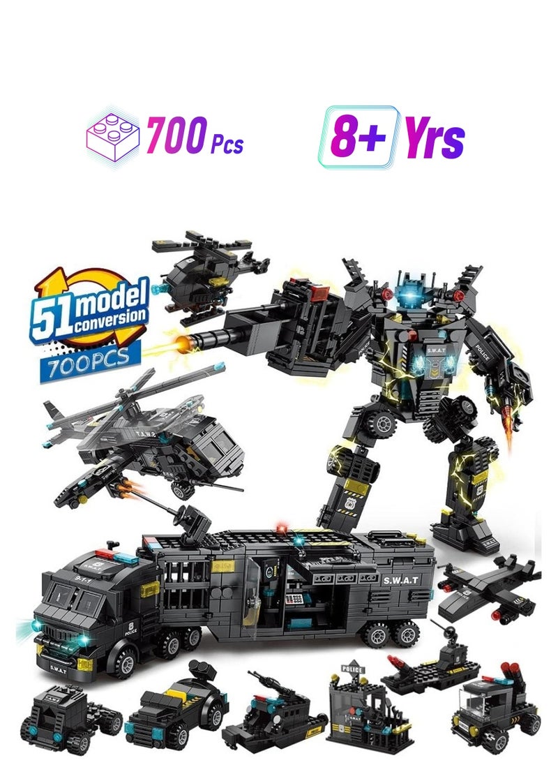 Robot Building Blocks Toys 51 Variants And Transformable Robots for Boys Age 8-12 Educational DIY Learning Building Bricks Truck Kit Engineering Erector Set Gifts for Kids Puzzle Toy  - Image 1