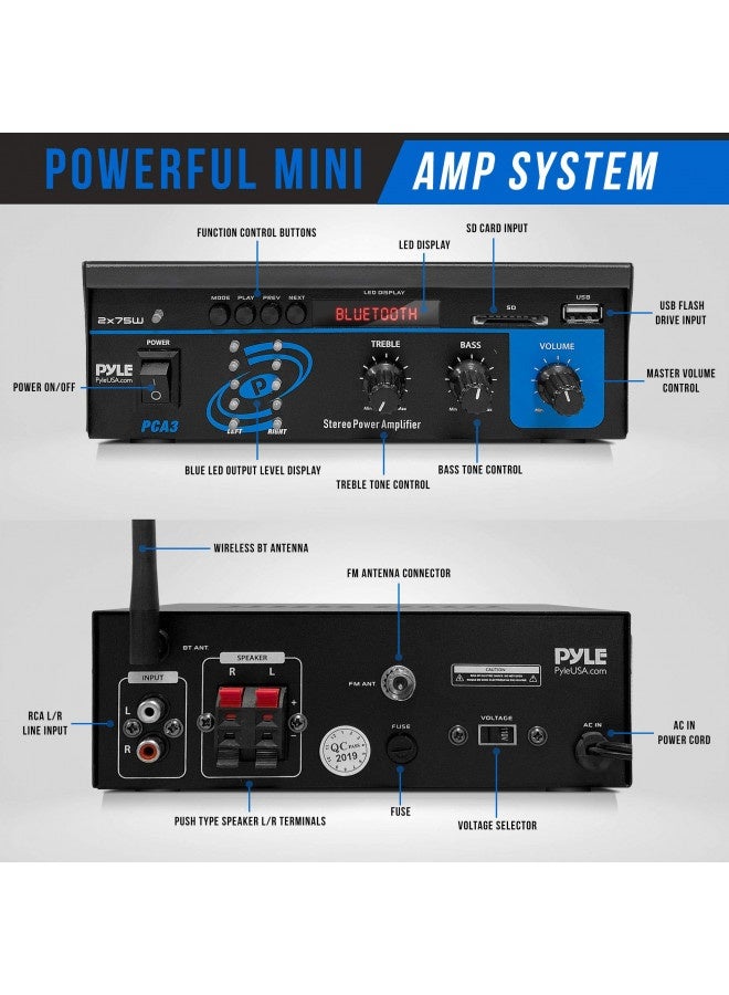 Pyle Pyle Home Home Audio Power Amplifier System - 2X75W Mini Dual Channel Sound Stereo Receiver Box W/ Led - For Amplified Speakers, Cd Player, Theater Via 3.5Mm Rca - For Studio, Home Use - Pyle Piecesa  - Image 2