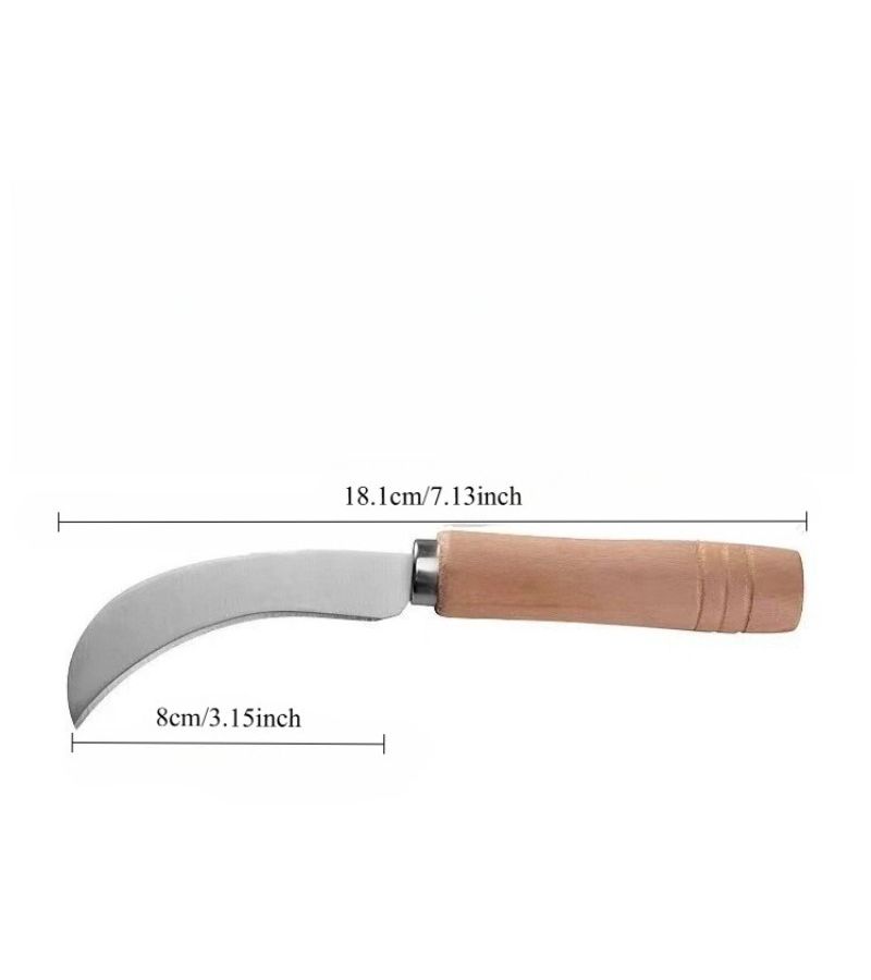 One Piece Curved Peeling Knife Sharp Blade Wooden Handle Quick Kitchen Tool - Image 3