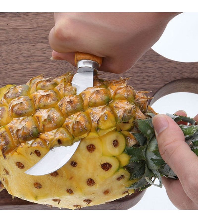 One Piece Curved Peeling Knife Sharp Blade Wooden Handle Quick Kitchen Tool - Image 4