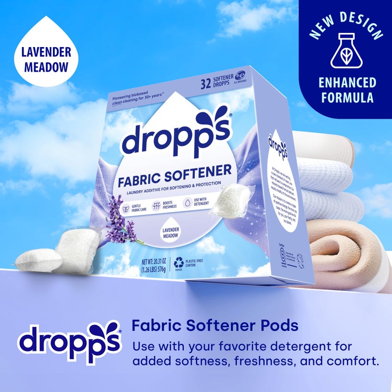 Dropps Laundry Fabric Softener Pods, Lavender Meadow (32 Pods) - Laundry Additive for Softening & Protection - HE Compatible Mineral Based Ingredients Laundry Supplies - Image 2