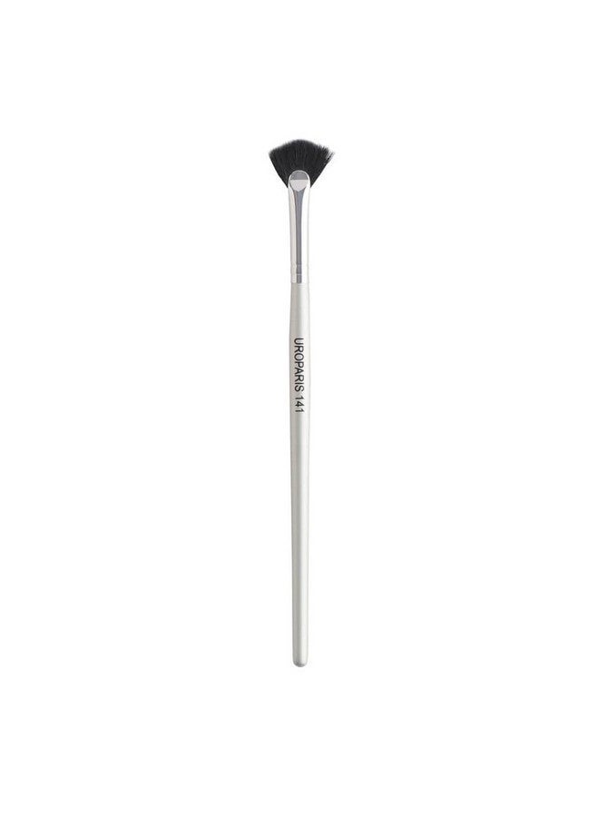 UROPARIS 141 Fan Brush For Makeup | Small Size With Synthetic Bristles & Wooden Handle | Soft Definition & Excess Product Cleanup With Ease - Silver (1 Piece) - Image 1