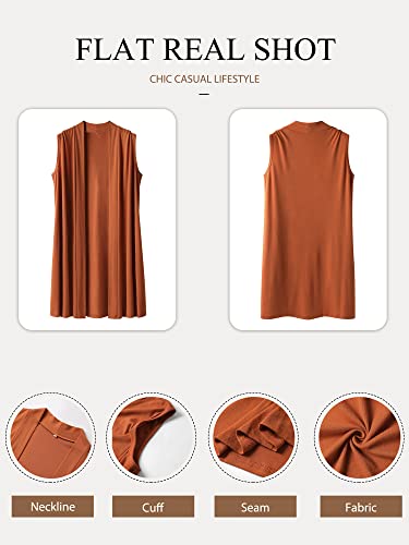 ZXZY Women Casual Sleeveless Open Front Tunic Vest Long Cardigan Tops Coat - Image 2