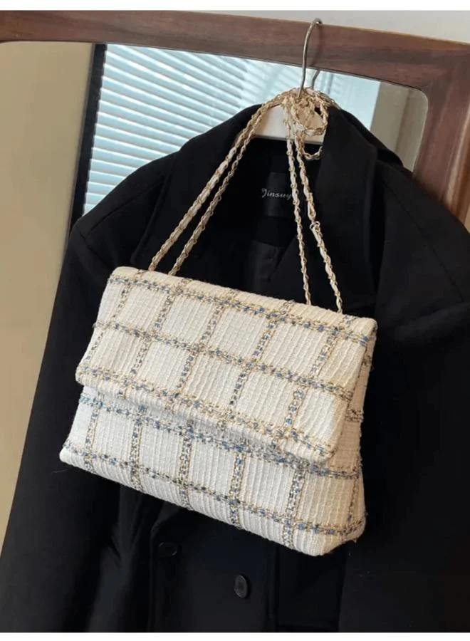 تايك تو White Tweed Shoulder Bag