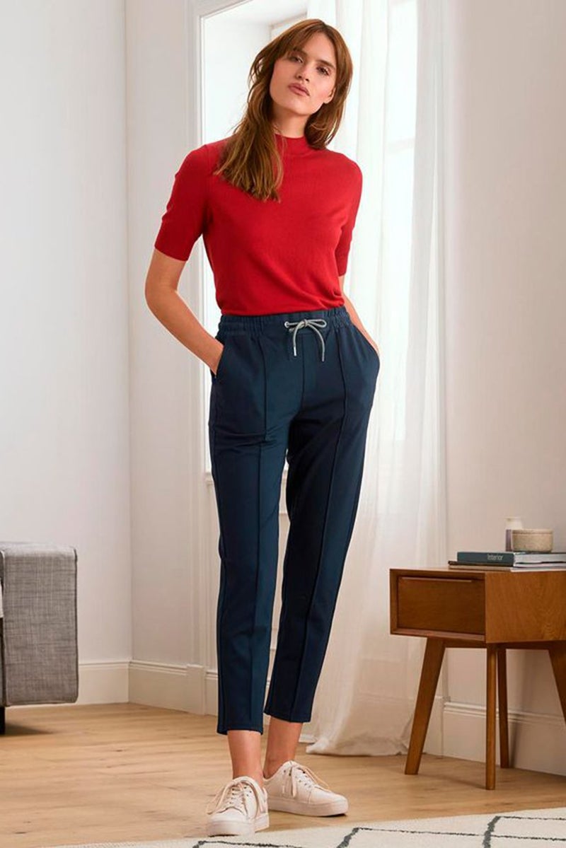 Women Regular Fit Plain Sweatpants, Navy Blue