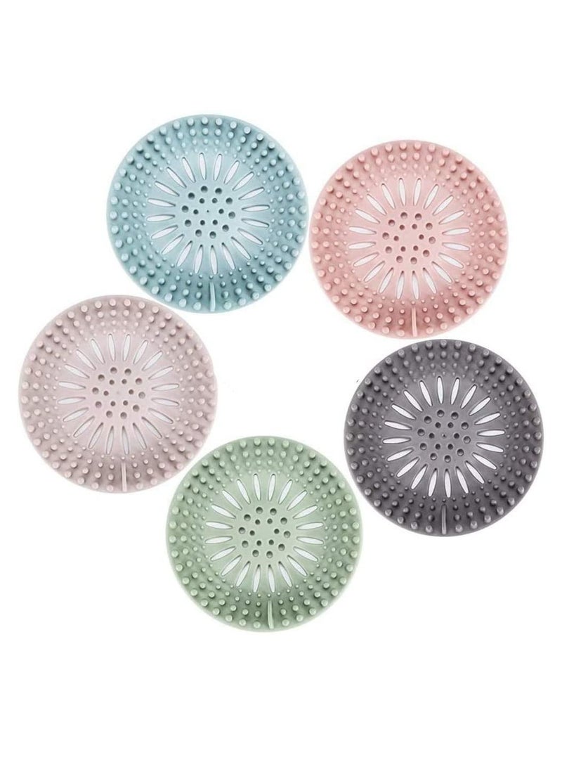 SYOSI Drain Hair Catcher 5 Pack Sink Drain Strainer Silicone Drain Covers Drain Protector for Bathroom Showers Bathtubs and Kitchen with Suction Cups Silicon Bathtub Drain Cover Stoppers - Image 1
