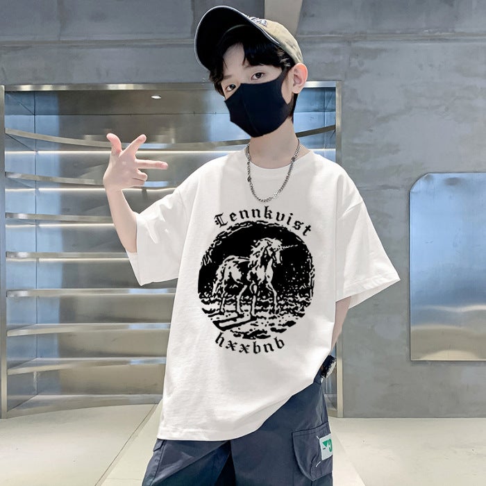 Boys' T-Shirt Short-Sleeved Pure Cotton 2026 Style Trendy And Handsome Children'S Streetwear Summer Clothing - Image 3