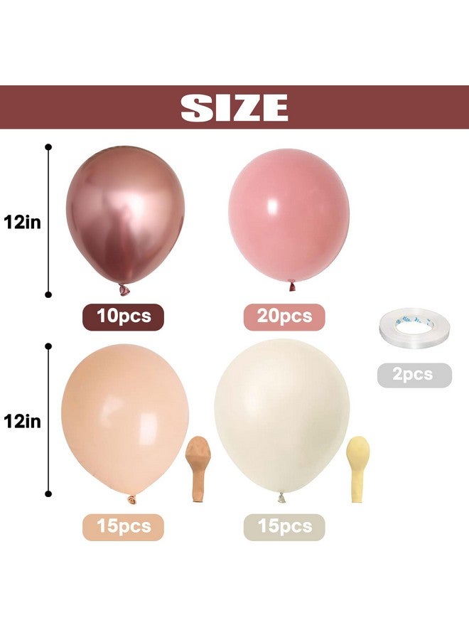 Togvu Retro Blush Pink Balloons, 60 Packs 12 Inch Dusty Pink Metallic Chrome Rose Gold White Sand Nude Balloons for Bridal Baby Shower Girls Boho Birthday Wedding Decorations Supplies - Image 2