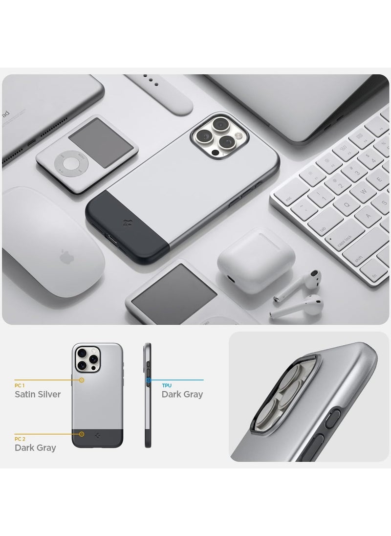 Spigen - Style Armor MagFit for iPhone 15 PRO Case Cover Magnetic MagSafe Compatible [Mil Grade Protection] - Classic Silver - Image 1