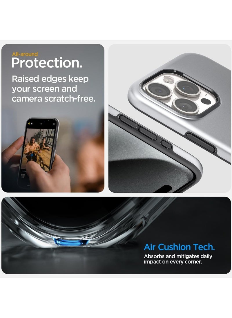 Spigen - Style Armor MagFit for iPhone 15 PRO Case Cover Magnetic MagSafe Compatible [Mil Grade Protection] - Classic Silver - Image 1