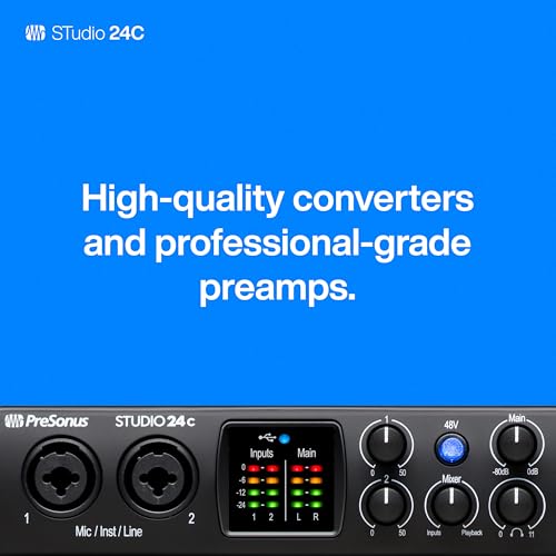 PreSonus Studio 24c 2x2, 192 kHz, USB Audio Interface with Studio One DAW Recording Software - Image 3