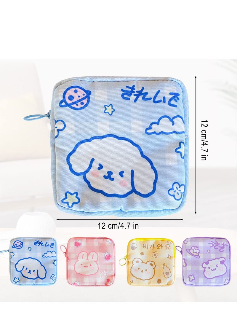 Y&D Sanitary Napkin Storage Bag Portable Tampons Holder 4Pcs Zipper Menstrual Pad Bag First Period for Teen Girls Store Pads Women Ladies Rabbit 5x5 Inch  - Image 4
