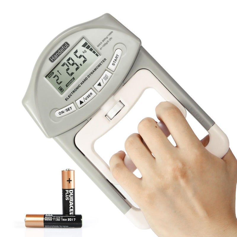 Handeful Grip Strength Tester, Hand Grip Dynamometer (198Lbs / 90Kgs), Electronic Handgrip Testing for Sports Home School Use - Image 1