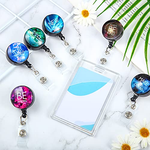 Zonon 9 Pcs Badge Reel Retractable Badge Holder with Swivel Alligator Clip Motivation Quote Cute Retractable Clip Alligator for ID Card Holders Nurses Teachers Office Worker - Image 5