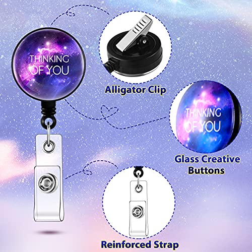Zonon 9 Pcs Badge Reel Retractable Badge Holder with Swivel Alligator Clip Motivation Quote Cute Retractable Clip Alligator for ID Card Holders Nurses Teachers Office Worker - Image 3