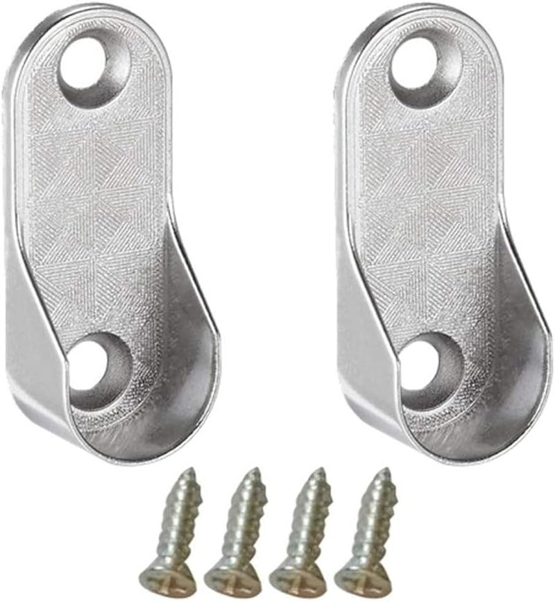 TOPBATHY 6Pcs Oval Closet Rod End Supports Furniture Hardware Accessories Wardrobe Tube Support Bracket Clothes Hanging Rod Holder (2Pcs Support and 4Pcs Screws)