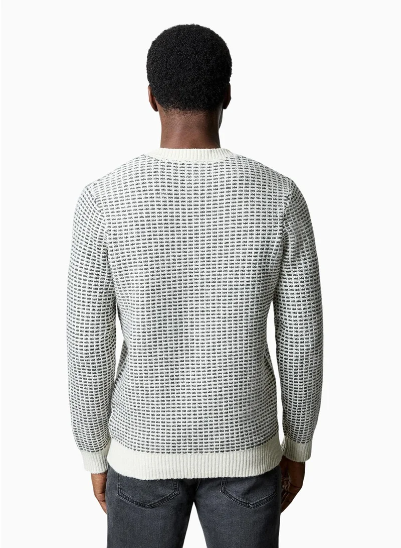 French Connection Grey Mel/Cream Crewneck Degrade Sweater for Men | Best Price UAE