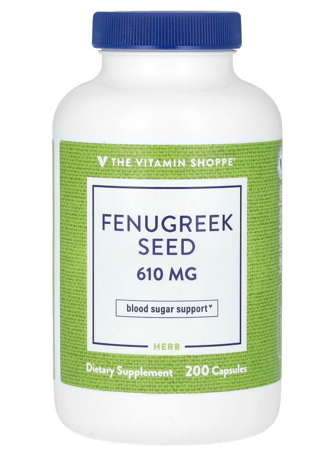 The Vitamin Shoppe Fenugreek Seed 610 mg 200 Capsules 