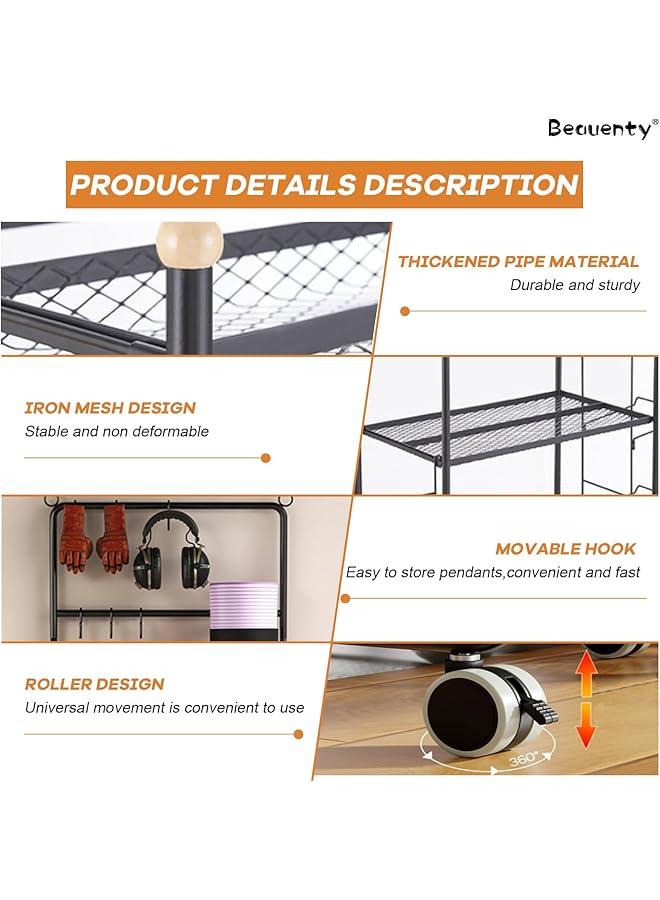 Beauenty Home Gym Storage Shelf with Storage Basket & Exercise Ball Rack Yoga Mat Storage Rack，Stable Sports Equipment Storage Organizer - Image 3