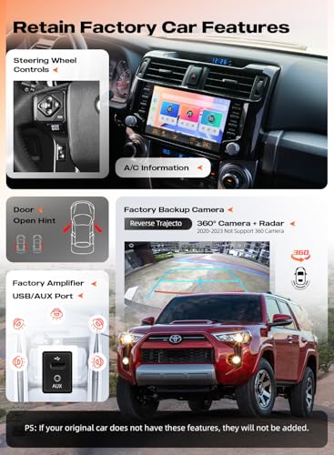 Dasaita 8GB+256GB Stereo for Toyota 4Runner 2010-2023 Replacement, Android 13, Wireless CarPlay & Android Auto, Built-in 4G Cellular, Optical Amplifier, 9 Inch QLED Screen - Image 4