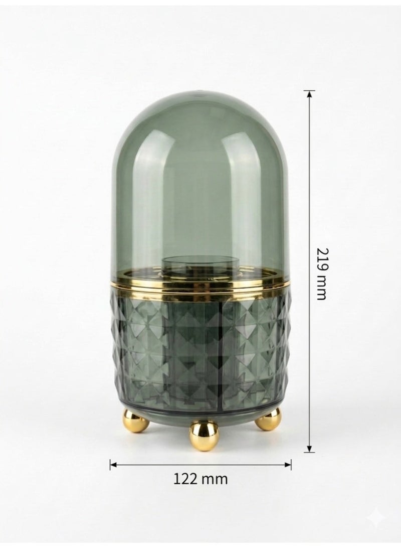 منظم فرش مكياج أكريليك فاخر مع غطاء واقٍ من الغبار وقاعدة ذهبية - زمردي مدخن - Image 4